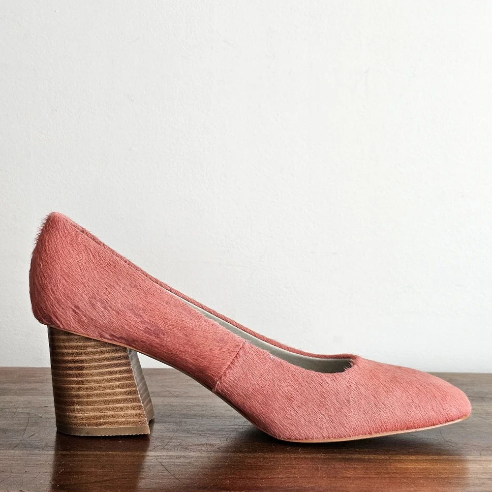 Greycity Calf Hair Genuine Leather Coral Pump Square Comfortable Heels Size 11 - Picture 15 of 16